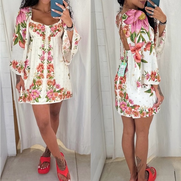 FARM Rio Summer Floral Mini Short Dress Size M - Picture 1 of 10
